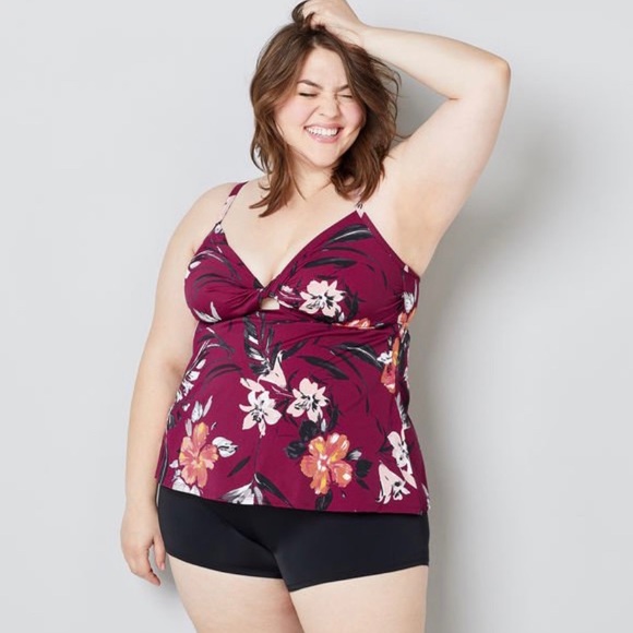 Avenue Other - Avenue Burgundy Floral Tankini Top